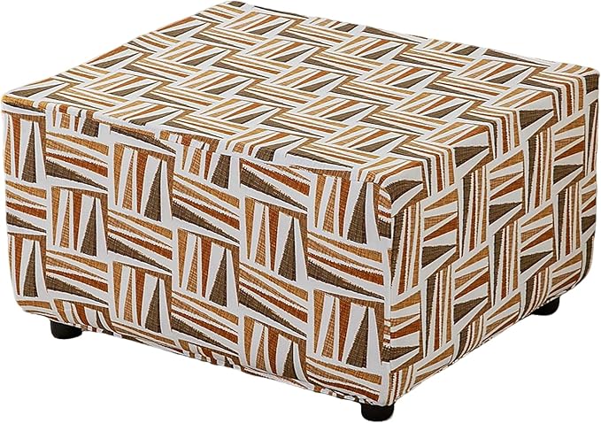HAOYONG Ottoman Cover Rectangle Printed, Stretch Footstool Slipcover Soft Fabric Protector for Rectangular Ottoman in Living Room or Bedroom Washable Medium