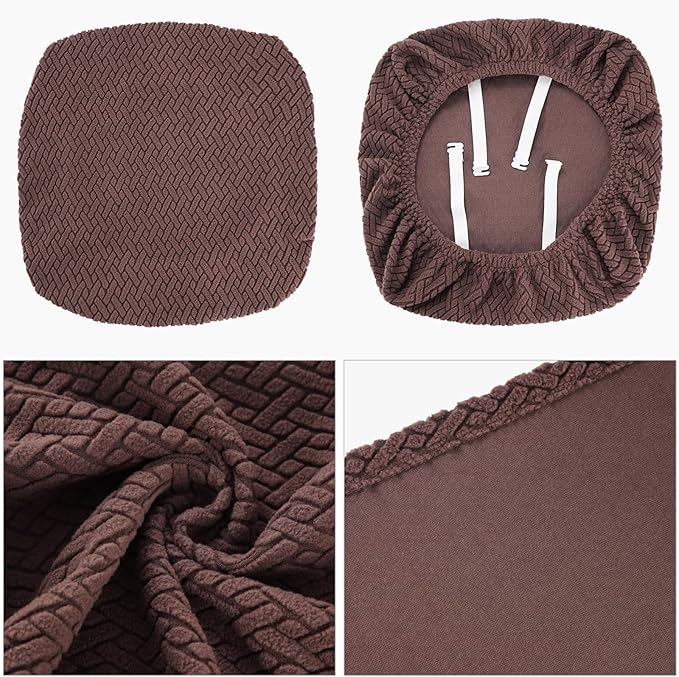 Fuloon Stretch Seat Cushion Covers 4 PCS, Washable Chair Seat Slipcover Chair Cover Dining Room for Hotel, Ceremony, Banquet Wedding Party (Chocolate, 4)