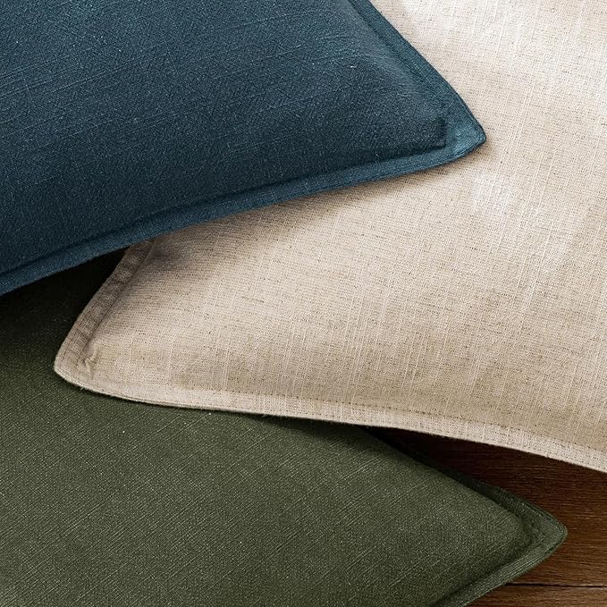 EMEMA Decorative Linen Throw Pillow Covers 26x26 Inch Natural Beige Boho Farmhouse Neutral Couch Throw Pillows for Bed Pack of 2 Accent Pillowcase Modern Sofa Cushion Livingroom Home