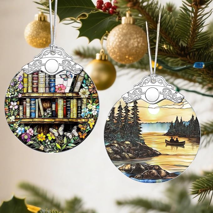 Canoe Lake Sunset Christmas Ornaments: Christmas Tree Ornaments, Holiday Decor for Nature Lover, Stocking Stuffers, Gift Ideas, Xmas Gifts & Gifts for Outdoor and Camping Lover