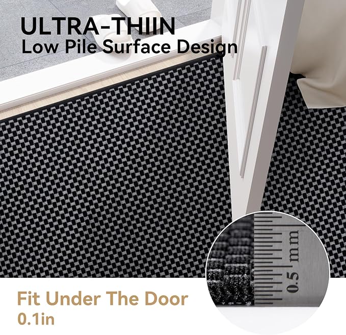 2x8 ft Runners for Hallways Extra Long Woven Washable Kitchen Runner Mat Rugs Non Slip, Soft Entryway Laundry Hall Floor Runner Carpet for Bedroom Hallway Living Room, Black