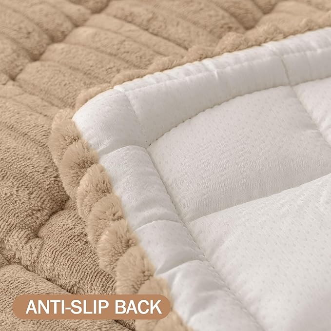 Smiry Couch Cover for Dogs Washable, Non Slip Fuzzy Pet Couch Covers for 3 Cushion Sofa Pet Friendly, Thick Soft Sofa Slipcovers Cushion Protector (Khaki, 27.6" x 82.7")