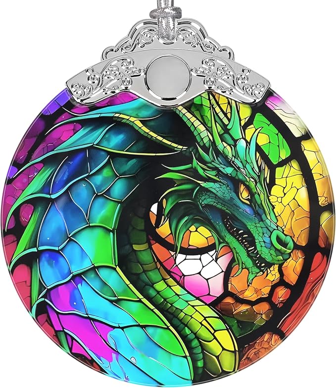 Dragon Ornament, Christmas Ornaments, Christmas Decorations for Tree, Stained Glass Ornament, Heirloom Keepsake, Gift Exchange, Gift Ideas, Bauble Present - Giant Dragon