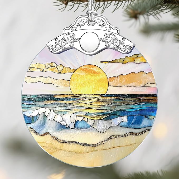 Christmas Ornaments: Christmas Tree Decorations, Beach Sunset Holiday Decor, Stocking Stuffers, Gift Ideas, Xmas Gifts, Summer Vibes Gifts & Gift for Beach Lover