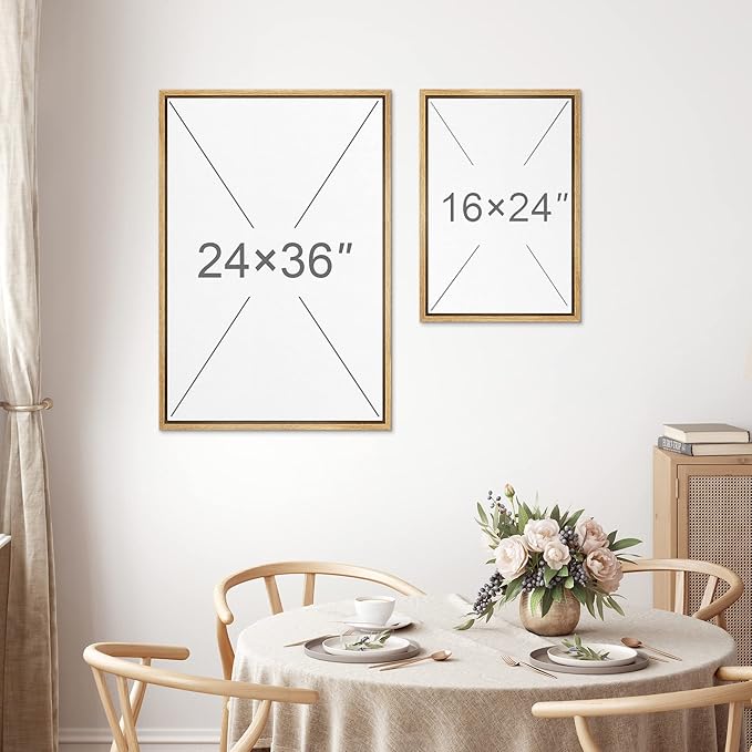 MUDECOR Framed Wall Art Print Set Minimalist Abstract Landscape Misty Horizons Illustrations Modern Art Decorative Chic for Living Room, Bedroom, Office - 24"x36"x3 Natural