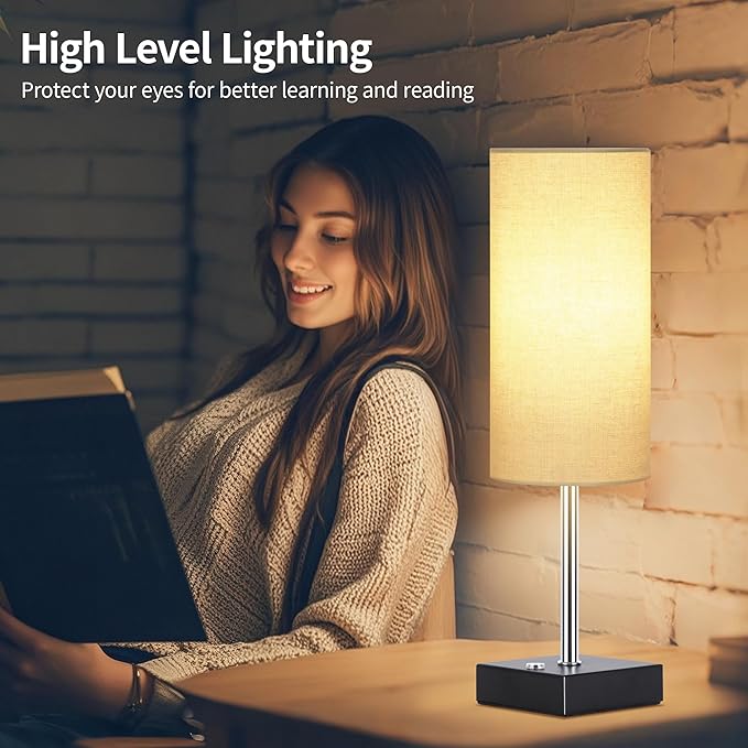 AVV Cordless Table Lamp with Dimmable, Rechargeable 3 Modes Battery Powered Bedside Lamp, Battery Operated Lamps for Night Stand, Touch Lamp for Bedroom, Living Room,15 Inch Linen 2PK