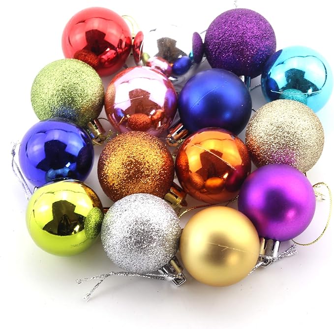 Bestjybt 24pcs 1.18" Small Christmas Ball Ornaments Shatterproof Christmas Decorations Tree Balls for Holiday Wedding Party Decoration, Tree Ornaments Hooks Included (Red, 3cm/1.18")