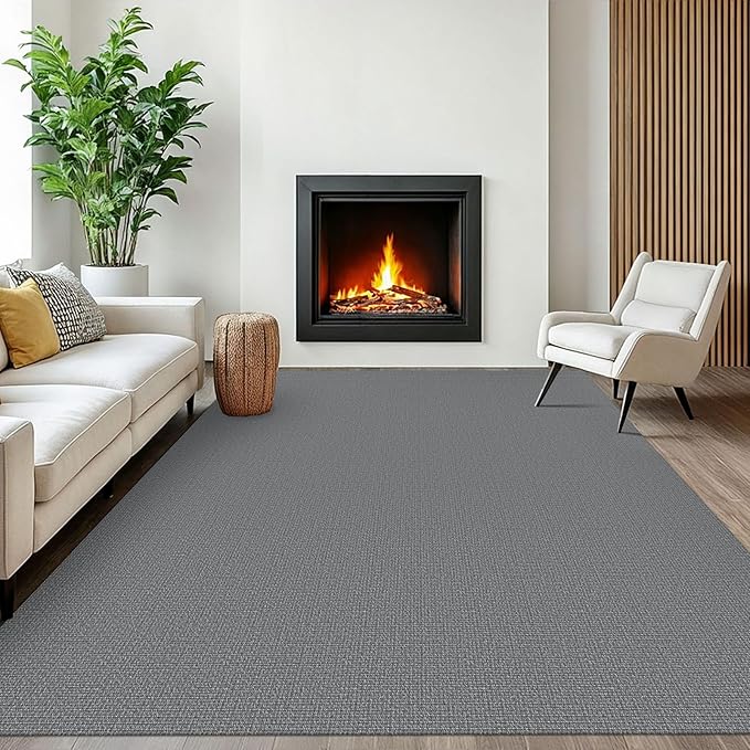 EARTHALL Washable Area Rugs 6x9 Ft Non Slip Living Room Rugs Cotton Rubber Backed Dining Room Rug Braided Bedroom Rugs Indoor Outdoor Floor Carpet for Living Room, Bedroom, Dining Room, Charcoal Gray