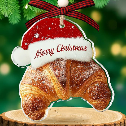 Croissant Ornament - Croissant Christmas Ornament - Paris France French Breakfast Ornaments for Christmas Tree - Croissant Gift for Food Lover, Paris Lover, Baker - Hanging Acrylic Food Ornaments 2025