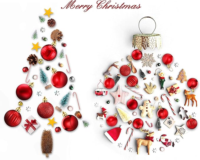 36 Pieces Christmas Ball Ornaments Shatterproof Christmas Decorations Tree Balls for Tree Ornaments Holiday Wedding Party Decoration Hooks 1.57 Inch (Red)
