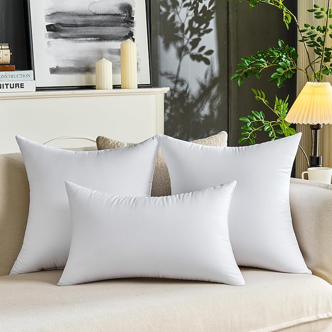 22 x 22 Throw Pillow Inserts Pack of 4 Large White Decorative Square Pillows for Living Room Couch Bed Sofa Cushion Sham Stuffer Indoor