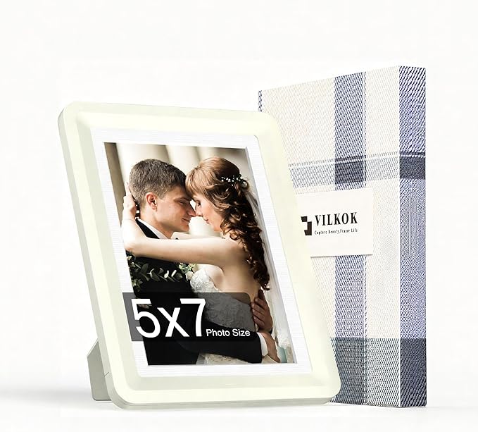 Light Gray 5x7 Picture Frame with Acrylic Front, ABS Frame for 5x7 or 4x6 Photos, Shatterproof UV-Resistant Tabletop Photo Frame, Vertical/Horizontal Display for Home Décor