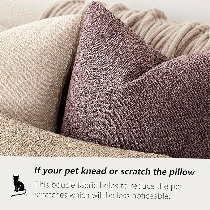 Foindtower Set of 2, Decorative Textured Boucle Throw Pillow Covers Accent Solid Pillow Cases Soft Cozy Couch Cushion Case for Chair Sofa Bedroom Living Room Home Decor 26x26 Inch Dark Purple