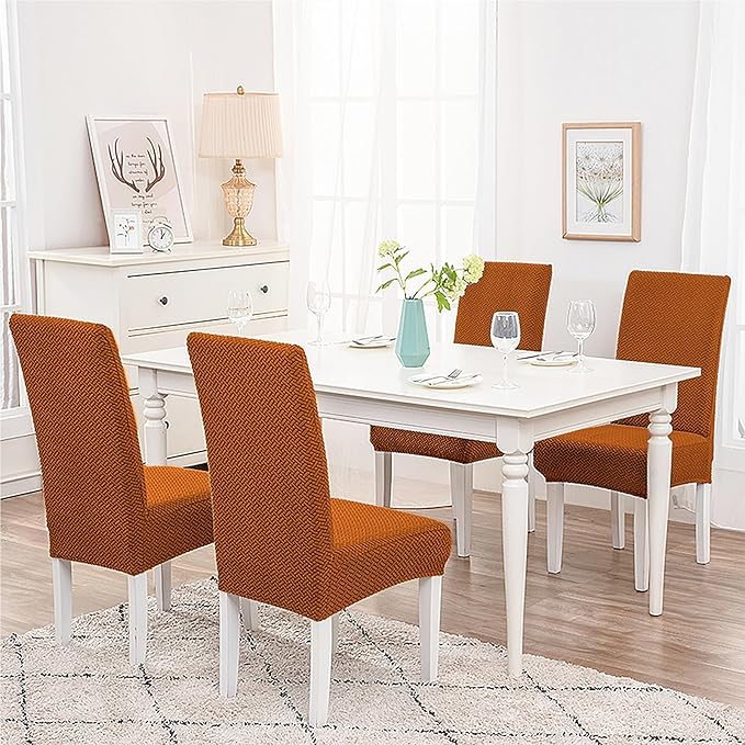 Parsons Dining Chair Cover, Detachable,Retractable,Sofa Chair Cover (6, Rust Color)
