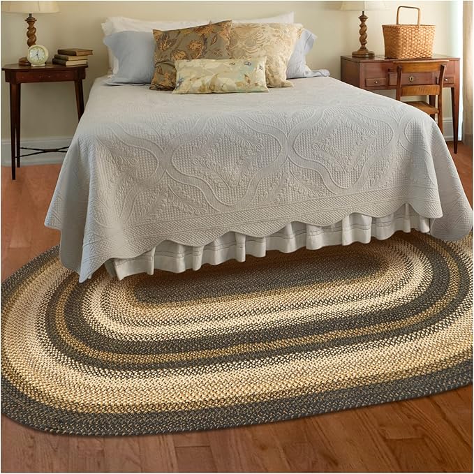 Homespice Kilimanjaro Oval Braided Rugs 5x8' - Primitive Dining Room Rugs for Under Table, Reversible, Durable and Low Maintenance No-Shed Jute