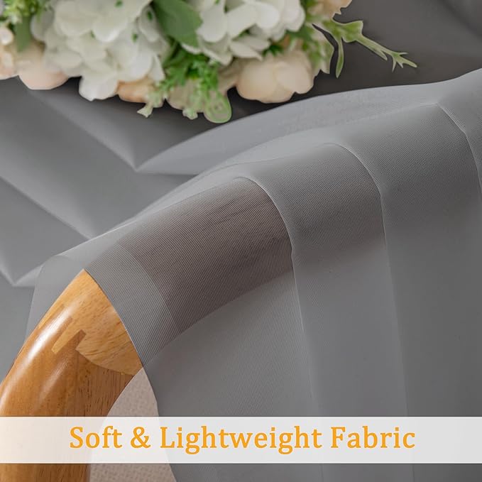 Gwine Charcoal Grey Sheer Curtains 72 Inches Long 2 Panels Set for Front Door, Light Filtering Sheer Curtains for Living Room, Lightweight Rod Pocket Window Treatments Drapes, Each 42" Wx72 L