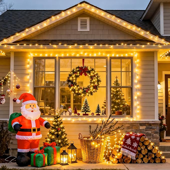 JMEXSUSS 100 LED Warm White Christmas Lights, 8 Modes Christmas Tree Lights Plug in, Indoor String Light Bedroom 33ft Connectable Fairy Twinkle Light Outdoor for Home Garden Xmas Tree Decor