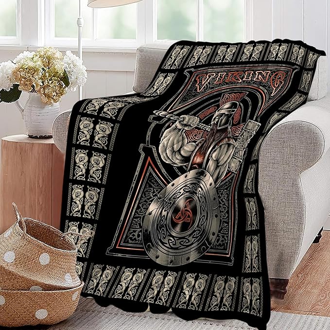Viking Blanket Viking Decor Throw Blanket Super Warm Soft Plush Lightweight Fleece Flannel Warrior Gifts for Men Boys Girls Women Kids for Winter Bed Couch Bed 60"X80"