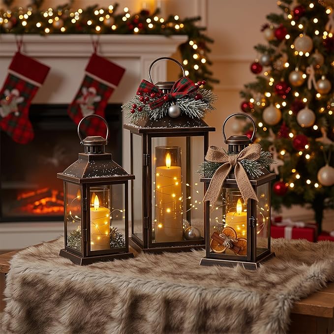 Raycare Flameless Candle with Remote Timer, 3 Flickering Acrylic Battery Operated LED Pillar Candles with Embedded Star String for Christmas, Home Decor, and as a Gift(Grey)