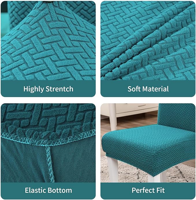 Parsons Dining Chair Cover, Detachable,Retractable,Sofa Chair Cover (2, Peacock Blue)