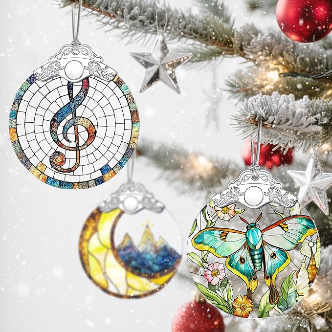 Christmas Ornaments: Stained Glass Ornament, Christmas Tree Ornament, Hanging Ornaments for Home Decor & Xmas Tree Decorations – Exquisite Holiday Decor, Gifts & Holiday Present - Musical Note