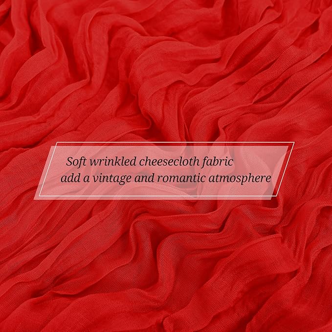 25 Pack Red Cheesecloth Table Runner 17 x 108 Inch Fall Thanksgiving Boho Rustic Farmhouse Gauze Cheese Cloth Runner for Wedding Party Baby Shower Home Decor Holiday Decorations