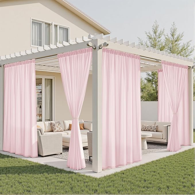 HOMEIDEAS Non-See-Through Light Pink Privacy Semi Sheer Curtains 63 Inches Long 2 Panels Set Light Filtering Curtains for Living Room Bedroom Nursery Drapes,W52xL63