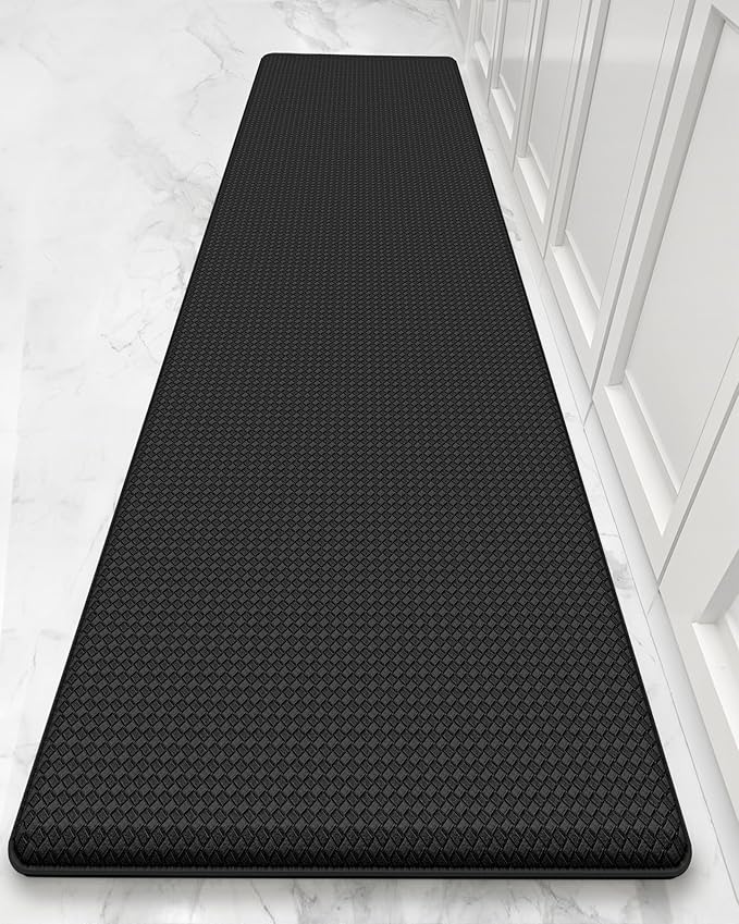 Color&Geometry Anti Fatigue Cushion Kitchen Mat for Floor -24"x94",Wide,Easy Clean, Water & Oil Proof, Anti Slip, Foam Rubber Runner Rug for Front Sink Comfort Standing,Black