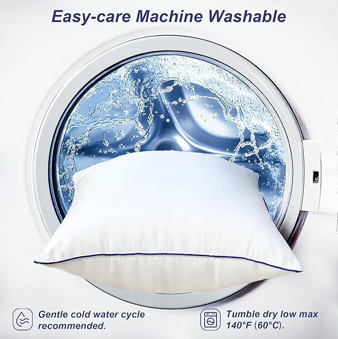 18x18 Pillow Inserts Set of 2, Hypoallergenic Soft Machine Washable Fluffy Virgin Polyester Premium Throw Pillow Stuffer, Decorative Cushion for Bed, Couch, Sofa - White