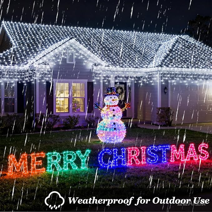 504 LED Fairy lights for Bedroom, 50ft Christmas Window Lights with 112 Drops 12 Modes, Dimmable Curtain Lights, String Lights Indoor Outdoor for Holiday Wedding Party Home Decorations, Cool White