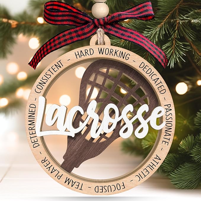 Lacrosse Christmas Ornament - Lacrosse Ornaments for Christmas Tree, Sports Ornaments - Boys Girls Sports Gifts for Lovers - Wood Ornament 2025