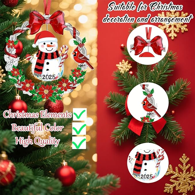 Snowman Christmas Ornament 2025, Dated Holiday Keepsake for Christmas Tree Decorations