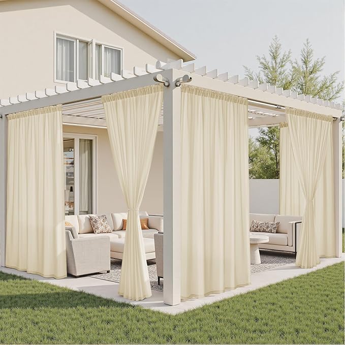 HOMEIDEAS Non-See-Through Taupe Privacy Semi Sheer Curtains 108 Inches Long 2 Panels Set Light Filtering Curtains for Living Room Bedroom Drapes,W52xL108