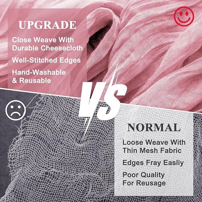 Wokceer Cheesecloth Table Runner Pink Valentine's Day 10FT Boho Gauze Cheese Cloth Table Runner for Party Long Rustic Sheer Runners for Baby Bridal Shower Wedding Easter Decor