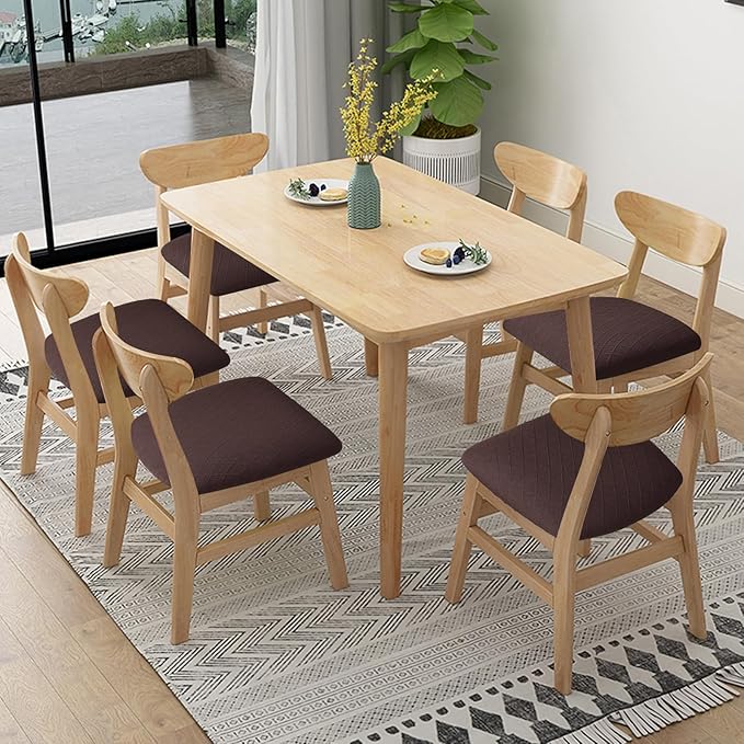 Fuloon Stretch Chair Seat Covers 4 PCS, Removable Washable Dining Chair Covers Anti-Dust Dining Room Seat Cushion Slipcovers (4, Chocolate)
