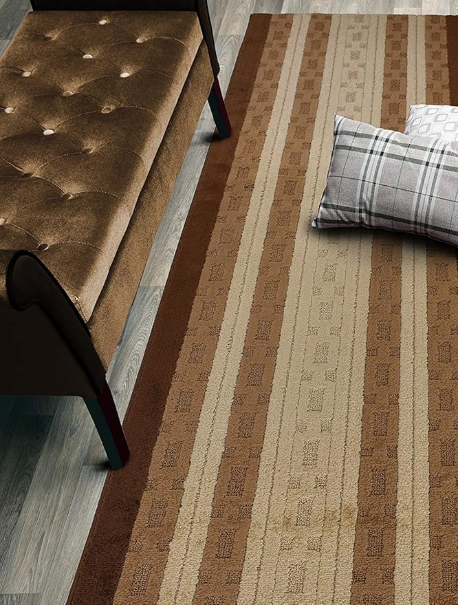 Custom Size Hallway Runner Rug, Slip Resistant, 26 Inch Wide X Your Choice of Length, Chain Brown, 26 Inch X 2 Feet, Doormat Size