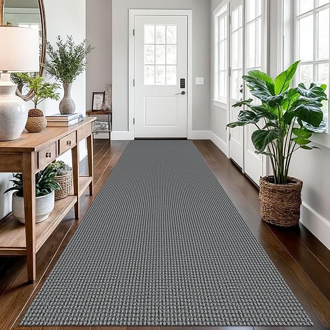 EARTHALL Runner Rug 3x12 Ft Washable Runners for Hallways Extra Long Woven Non Slip Entryway Runner Braided Kitchen Runner Indoor Outdoor Carpet Runners for Entryway, Hall, Foyers, Dark Gray