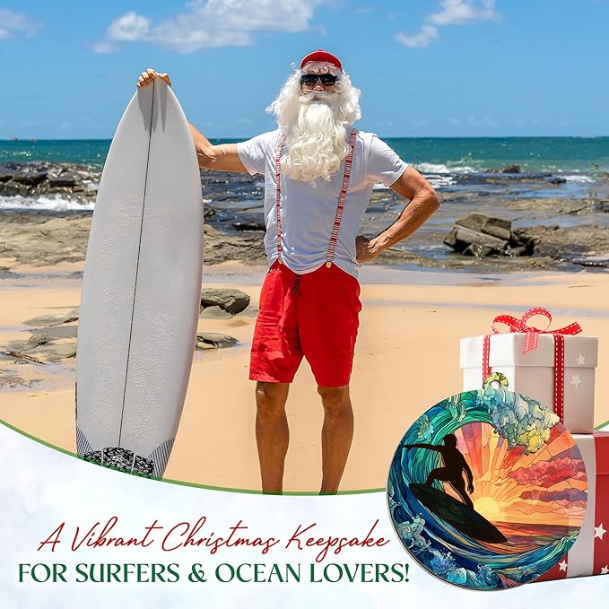 Surfboard Ornaments for Christmas Tree - Suncatcher Christmas Ornaments 2025 - Surfer Gifts for Men Women, Surfboard Ornament, Beach Gifts for Surfers Beach Lovers Friends, Beach Ornament