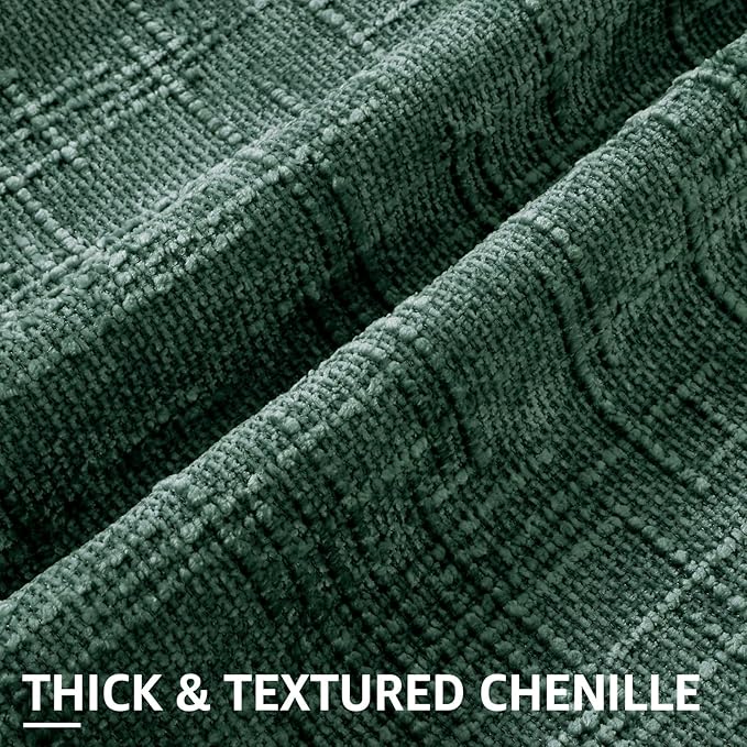 decorUhome Christmas Green Chenille Throw Pillow Covers 18x18 Set of 2 Thick Textured Slubby Couch Pillow Covers Farmhouse Accent Modern Neutral Decorative Pillow Cases for Bed Sofa Living Room