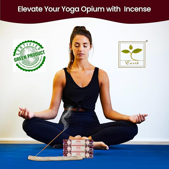 Satya Opium Incense Sticks, Satya Bng (Bangalore) Insenses 15gmx3 Pack with Raajsee Incense Holder Bundle, Satya Nagchampa Natural Incense