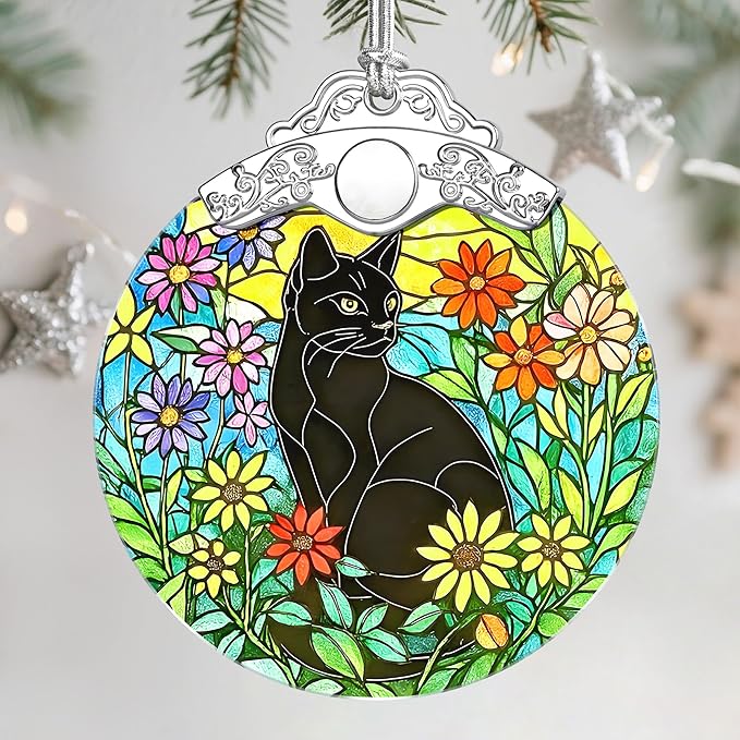 Christmas Ornaments – Black Cat Ornaments for Christmas Tree, Xmas Decorations, Holiday Decor, Gift Ideas, Housewarming, Holiday & Xmas Gifts for Cat Lovers