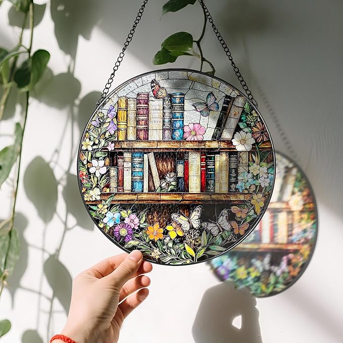 8'' Stained Glass Suncatcher Ornament, Stained Glass Window Hanging, Sun Catchers for Windows Hanging Ornaments, Window Decor | Book Club Gift, Fantasy Book Lover Gift, Reader Gifts
