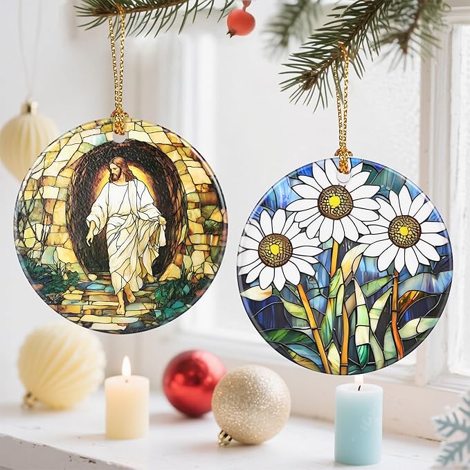 Christian Christmas Decorations, Christmas Tree Ornaments, Keepsake Ornaments, Holiday Decor, Christian Gift, Religious Gifts, Holiday or Xmas Gifts - He is Risen! The Resurrection of Jesus