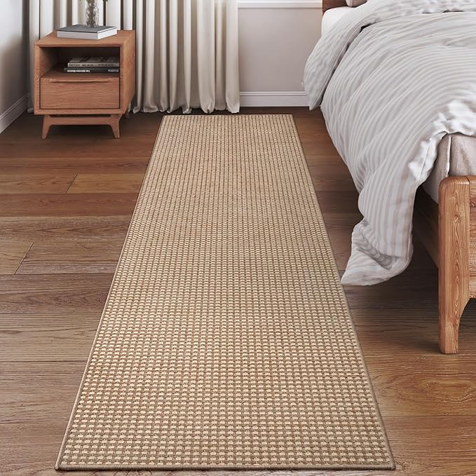 2x6 ft Boho Kitchen Runner Rugs Mat Non Slip Woven Runners for Hallways Washable, Soft Long Entryway Laundry Hall Floor Runner Carpet for Indoor Backdoor Bedroom Kitchen Living Room, Brown