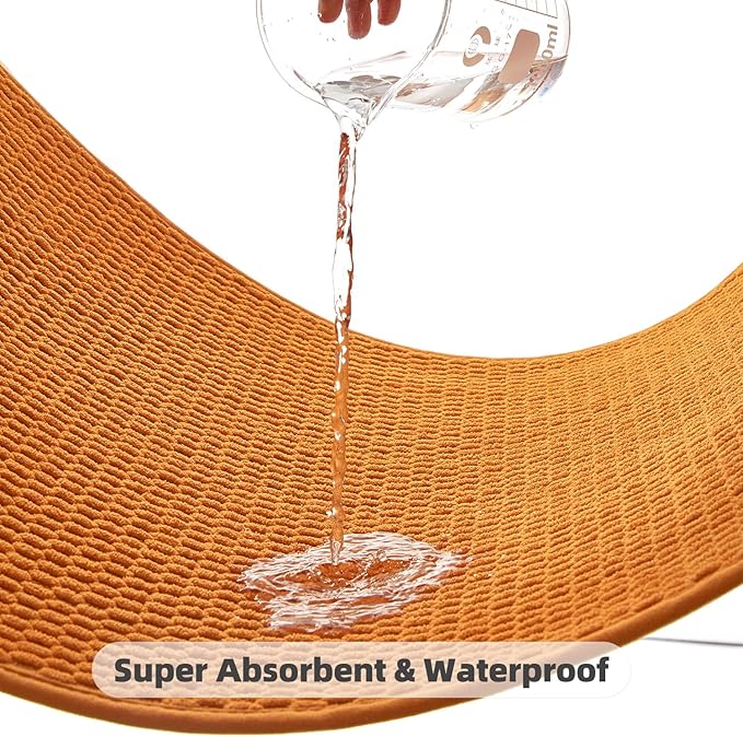 Bathroom Rugs Non Slip Washable, Super Absorbent Thin Bath Mat Quick Dry Low Pile Bathroom Rug, Orange 24"x36"