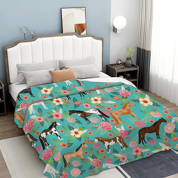 Tijuboni Horse Throw Blanket Horse Gifts for Girls Boys Women Men Kids Adults Soft Flannel Fleece Blanket for Couch Sofa Bed Home Decor 40"x50"