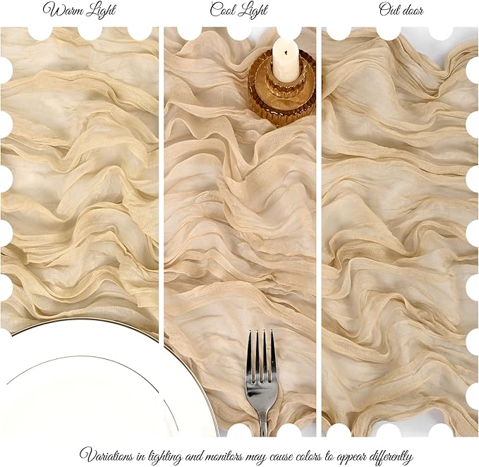 25 Pack Beige Cheesecloth Table Runner 17 x 108 Inch Fall Thanksgiving Boho Rustic Farmhouse Gauze Cheese Cloth Runner for Wedding Party Baby Shower Home Decor Holiday Decorations