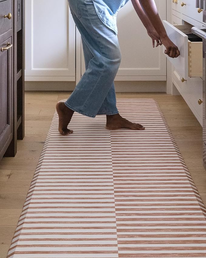 House of Noa Nama Standing Mat – Anti-Fatigue Cushioned Kitchen Mats for Floor | Ergonomic Bounce-Back Foam Kitchen Mats | Anti-Fatigue Mats for Kitchen & Standing | Reese Terracotta | 30" x 108"