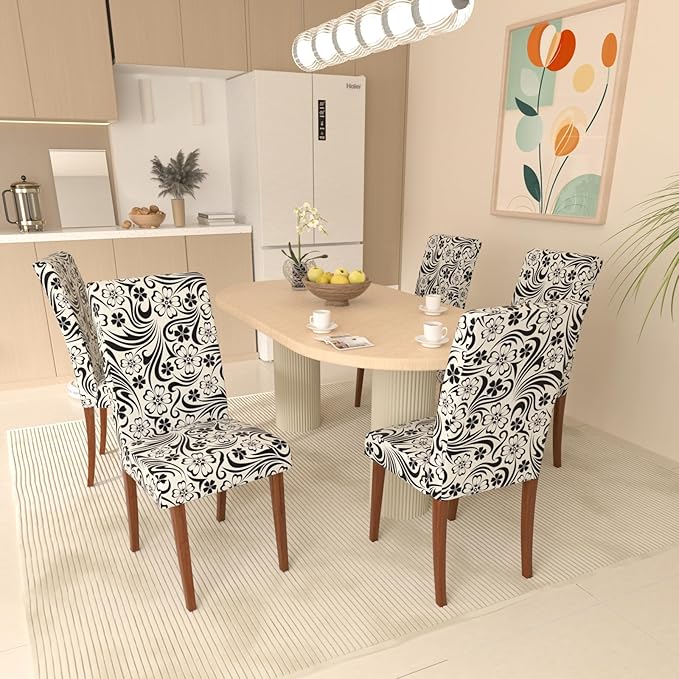 Stretch Dining Chair Covers Set of 2,Floral Print Chair Covers,Soft Removable Washable,Pet Friendly Furniture Protector,Universal Chair Slipcovers for Home, Kitchen,Ceremony Dining Room Seat