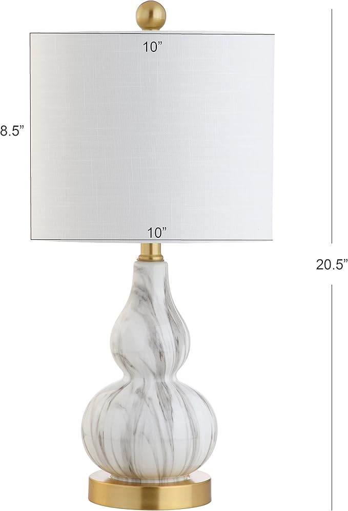 JONATHAN Y JYL1028D Anya 20.5" Mini Glass LED Table Lamp, Transitional, Glam, Midcentury, Modern, Elegant, Office, Living Room, Family Room, Dining Room, Bedroom, Hallway, Foyer, Black/White